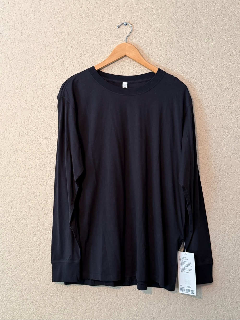 NWT Lululemon Women’s All Yours Black long sleeve top, Size 10